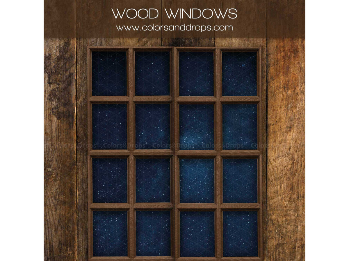 Christmas photo backdrop Wood Windows – large night window on wooden wall | Colors&Drops