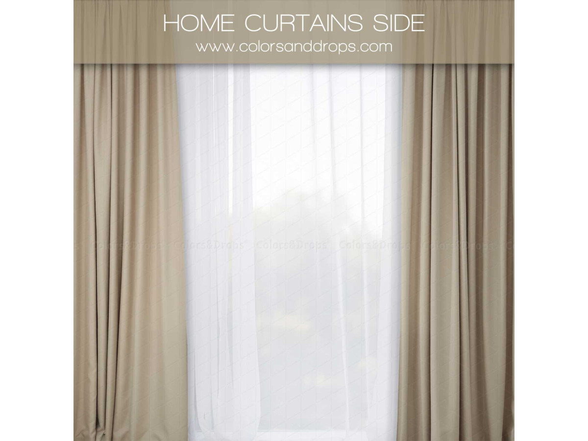 Fondo fotográfico lateral de Navidad Home Curtains Side – ventana con visillo y cortinas topo, formato vertical | Colors&Drops