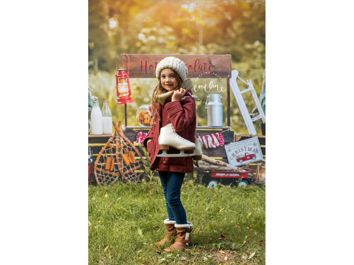 Fondo fotográfico de esquina de Navidad Hot Chocolate – decorado en esquina de sotobosque y puesto de chocolate | Colors&Drops
