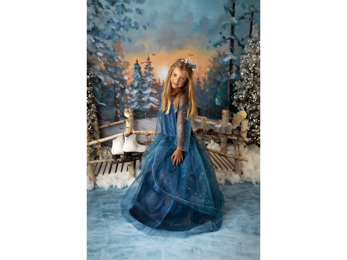 Christmas photo backdrop & floor Patin Glace – scratched skating rink ice floor | Colors&Drops