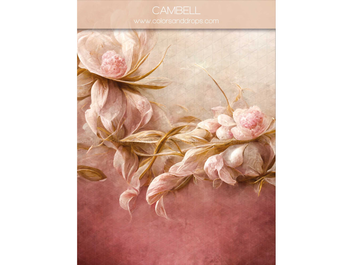 Fond photo grossesse et portrait Cambell – fleurs roses peintes sur fond rose et crème | Colors&Drops