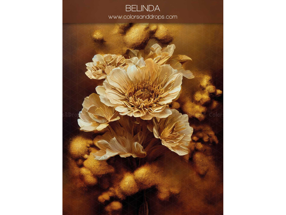 Fond photo grossesse et portrait Belinda – fleurs dorées sur fond brun | Colors&Drops