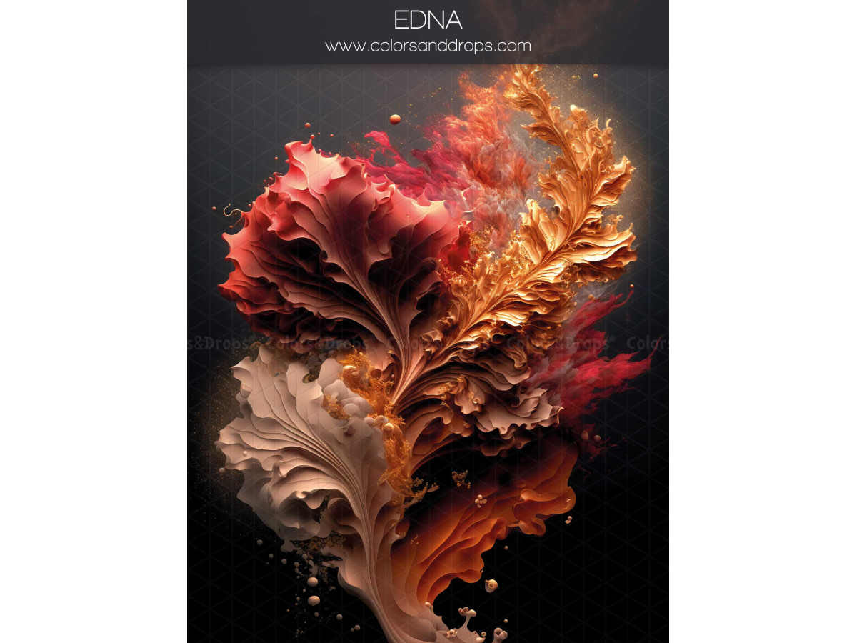 Fond photo grossesse et portrait Edna – feuillage rouge et doré en volutes sur fond noir | Colors&Drops