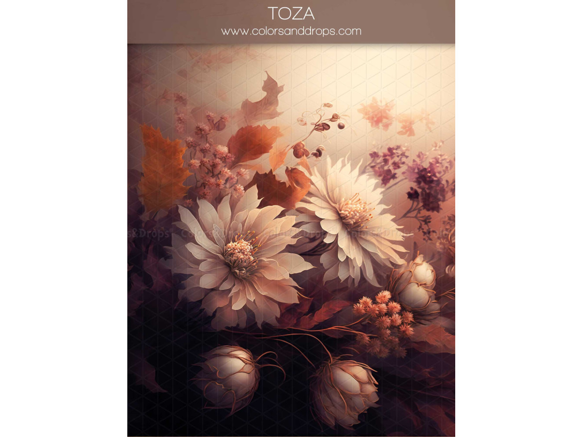 Fond photo grossesse et portrait Toza – bouquet de fleurs ambrées peint sur fond sombre | Colors&Drops