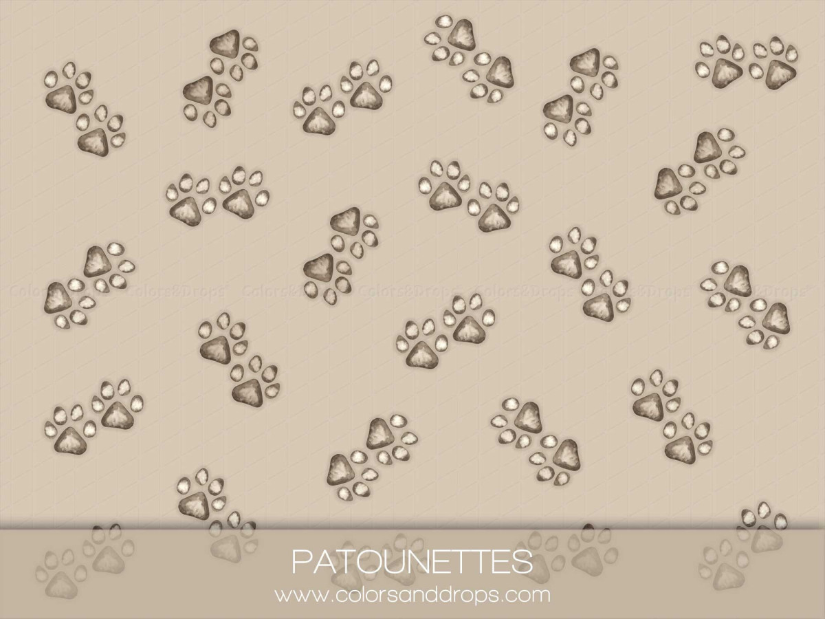 Photo floor Patounettes – animal paw print pattern on beige | Colors&Drops