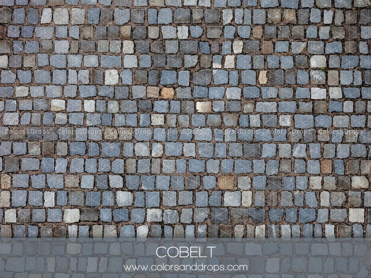 Spring photo backdrop & floor Cobelt – blue-grey cobblestones seen from above | Colors&Drops