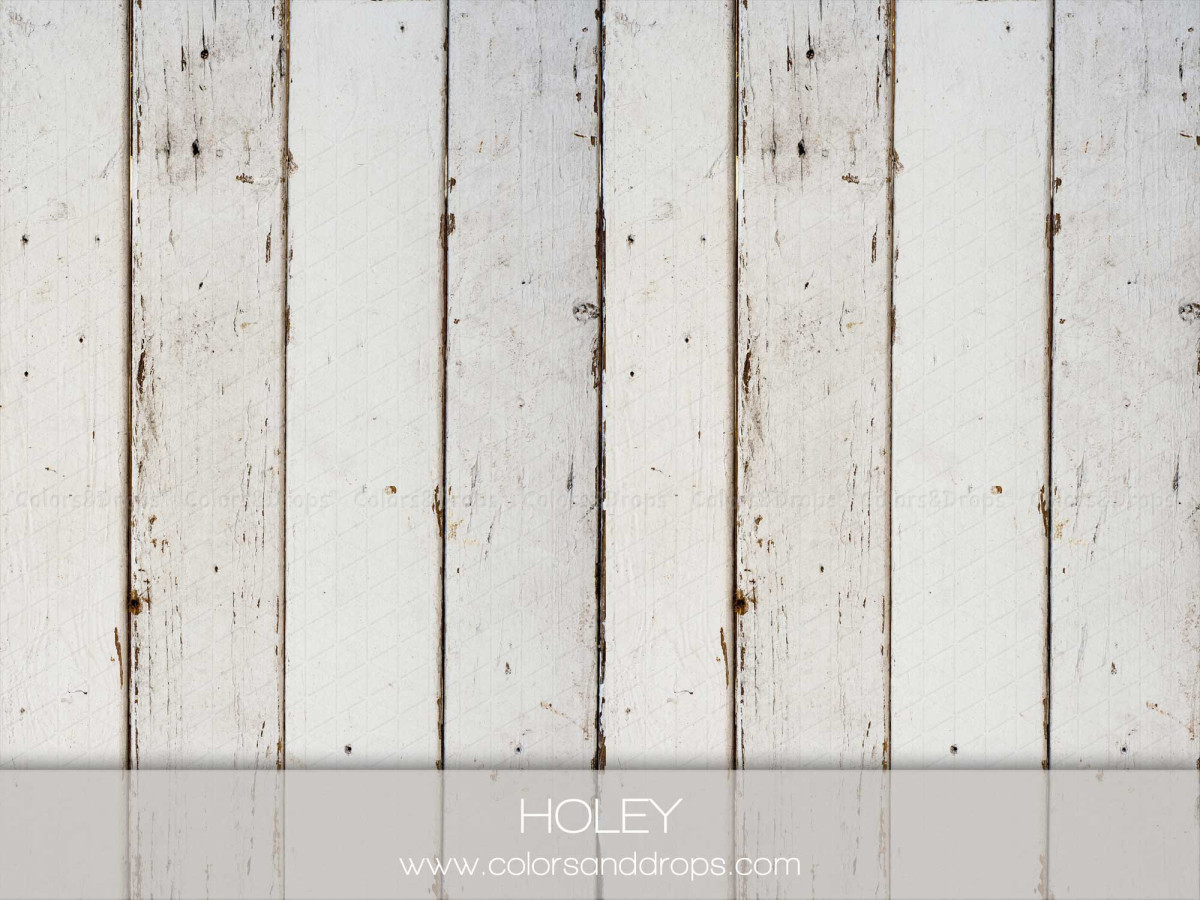 Suelo fotográfico Holey – tablones de madera blanca gastada | Colors&Drops