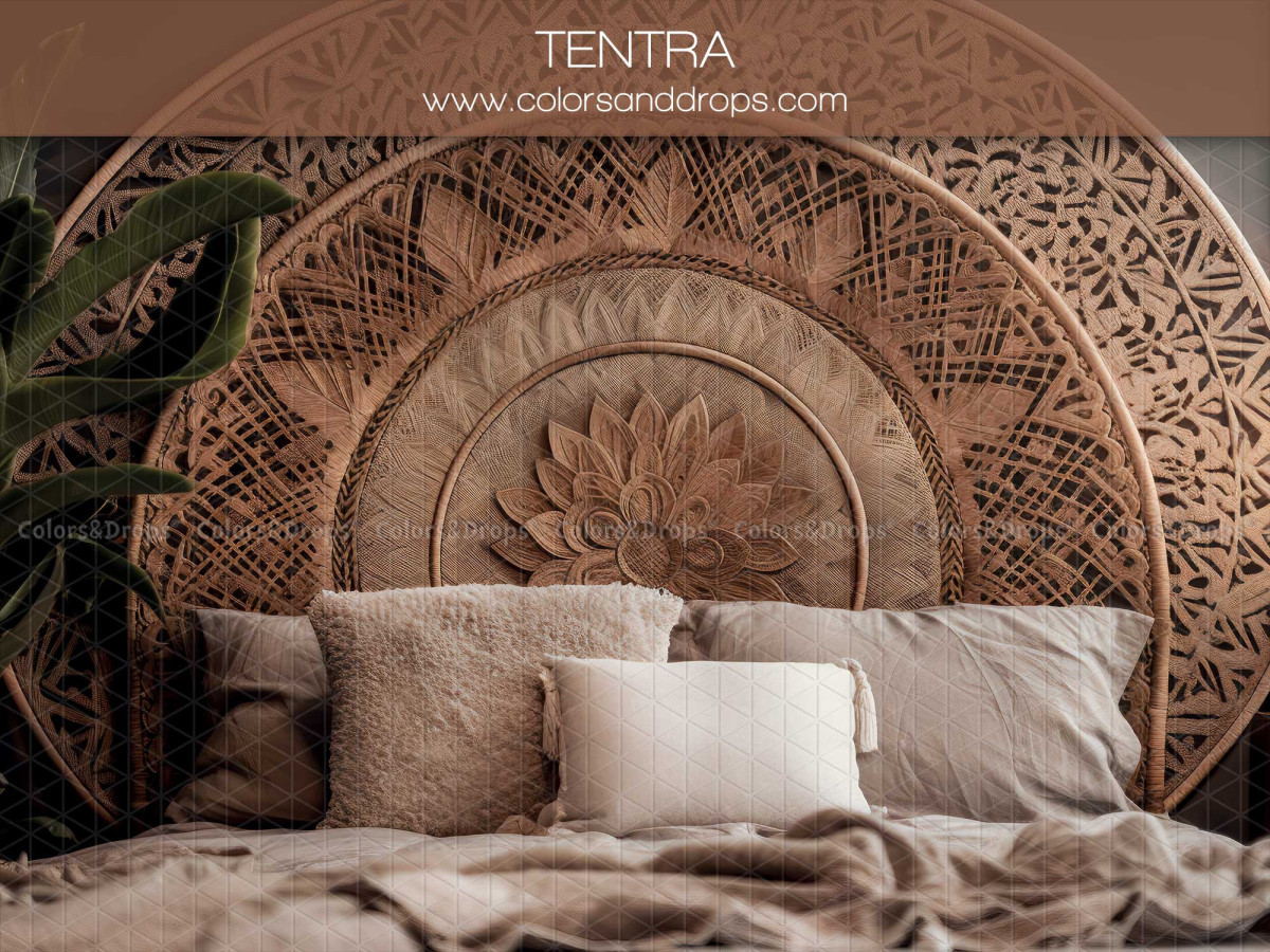 Mother's & Father's Day photo backdrop Tentra – carved rattan headboard with beige cushions | Colors&Drops