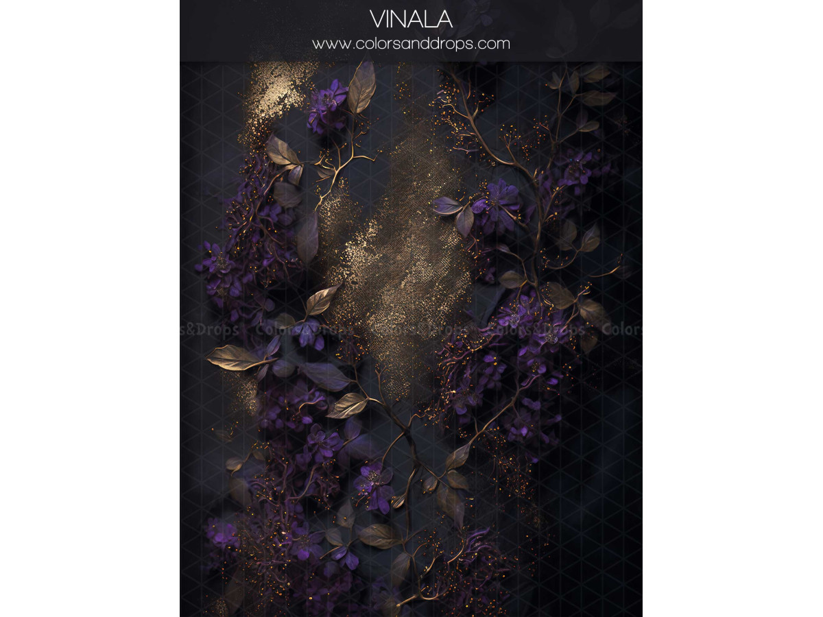 Fond photo grossesse et portrait Vinala – fond floral sombre violet à reflets dorés | Colors&Drops