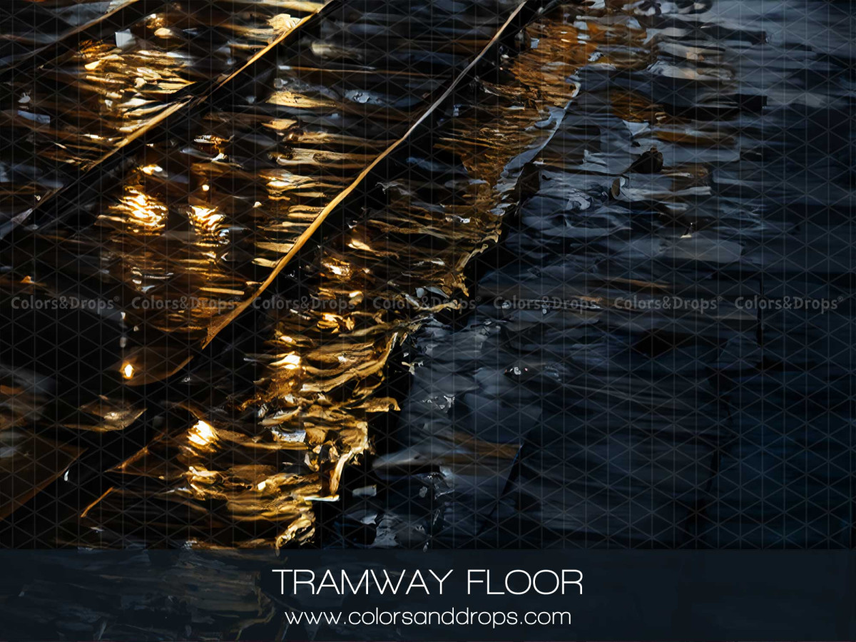 Christmas photo backdrop & floor Tramway Floor – wet tram rails floor at night | Colors&Drops