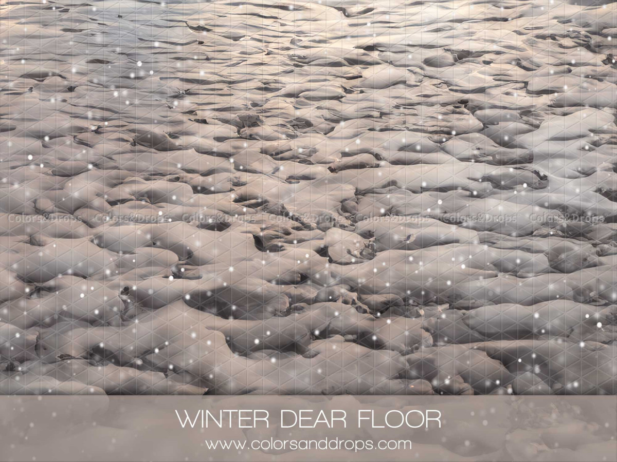 Fond photo d'angle de Noël Winter Dear + Winter Dear Floor – cerf en forêt d'hiver avec sol de neige tassée | Colors&Drops