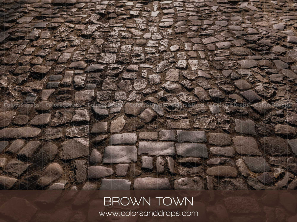 Corner photo backdrop Christmas Town + Brown Town – Christmas town room set with brown cobbled floor | Colors&Drops