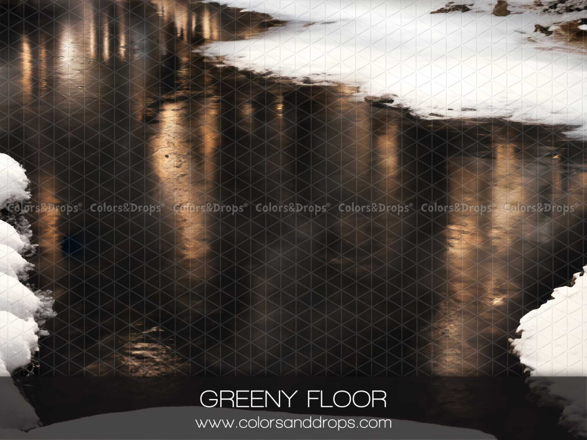 Christmas corner photo backdrop Greeny Village + Greeny Floor – green Christmas village room set with wet street | Colors&Drops