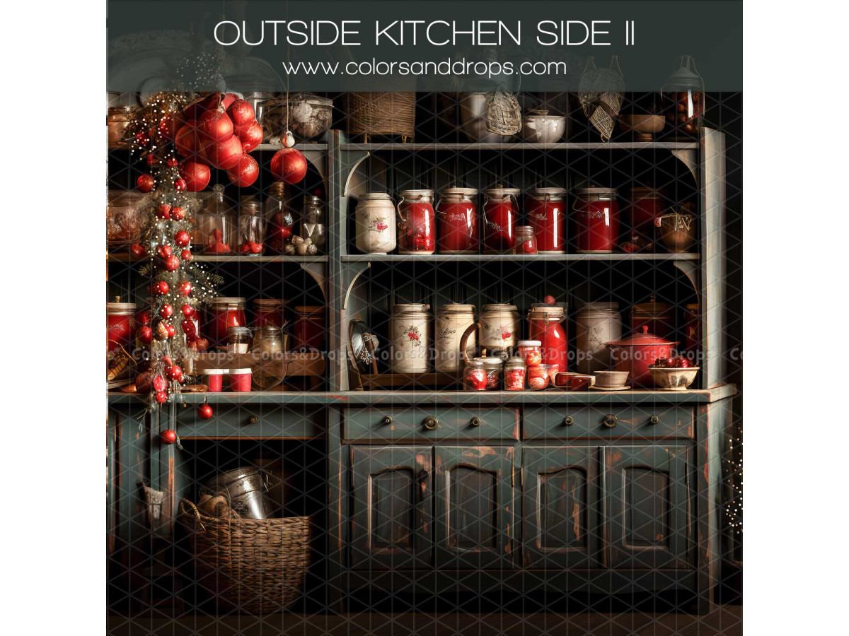 Fondo fotográfico de esquina de Navidad Outside Kitchen II + New Spring – conjunto de cocina navideña con suelo | Colors&Drops