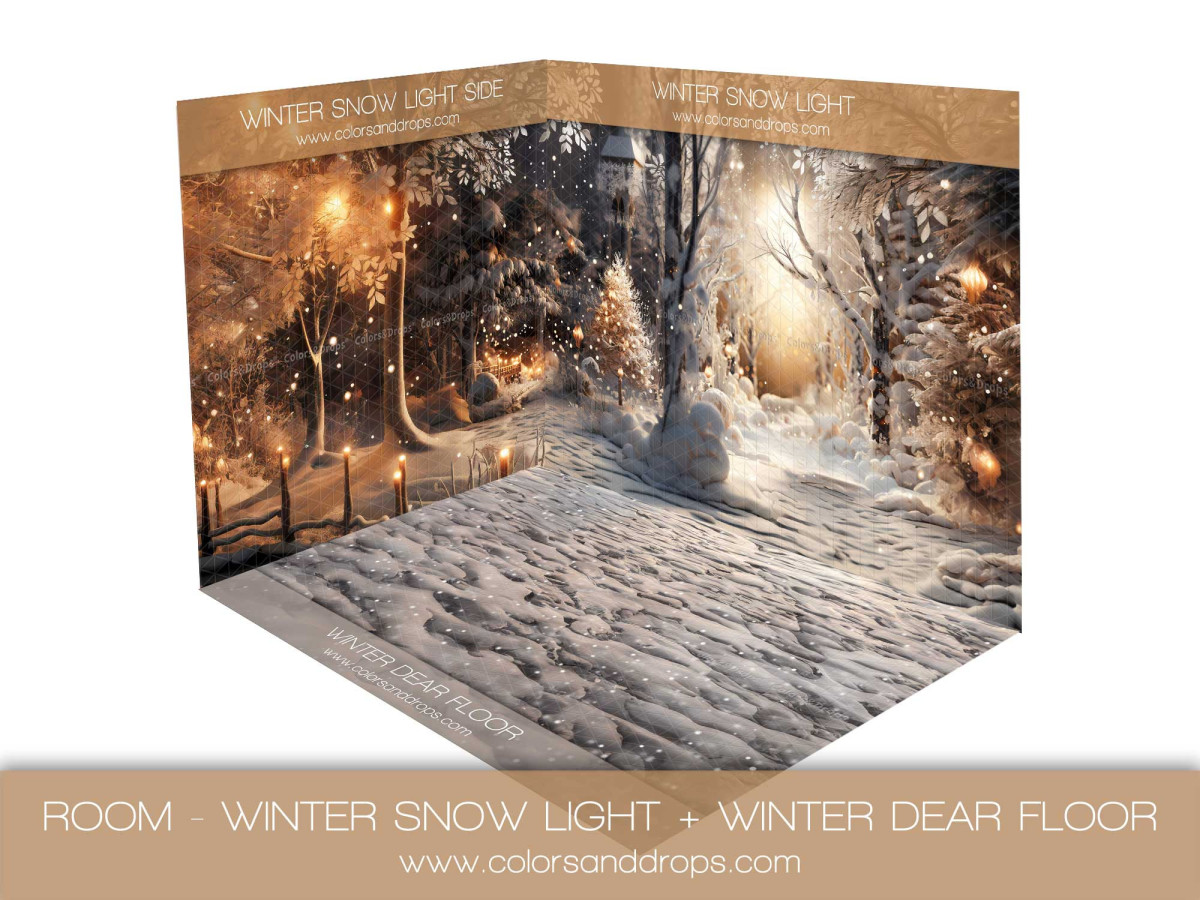 Fond photo d'angle de Noël Winter Snow Light – forêt d'hiver lumineuse avec sol de neige tassée | Colors&Drops
