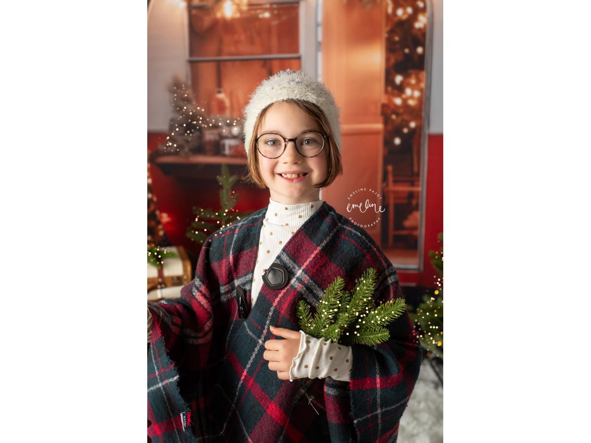 Christmas corner photo backdrop Caravany + Cailloux des Neiges II – Christmas caravan room set with snowy stone | Colors&Drops