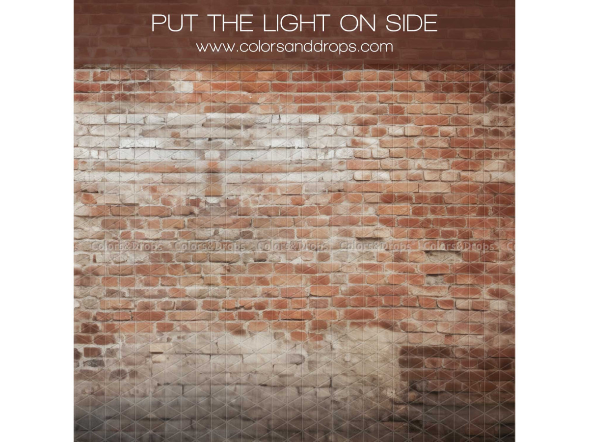 Christmas side photo backdrop Put the Light on Side – aged red brick wall | Colors&Drops