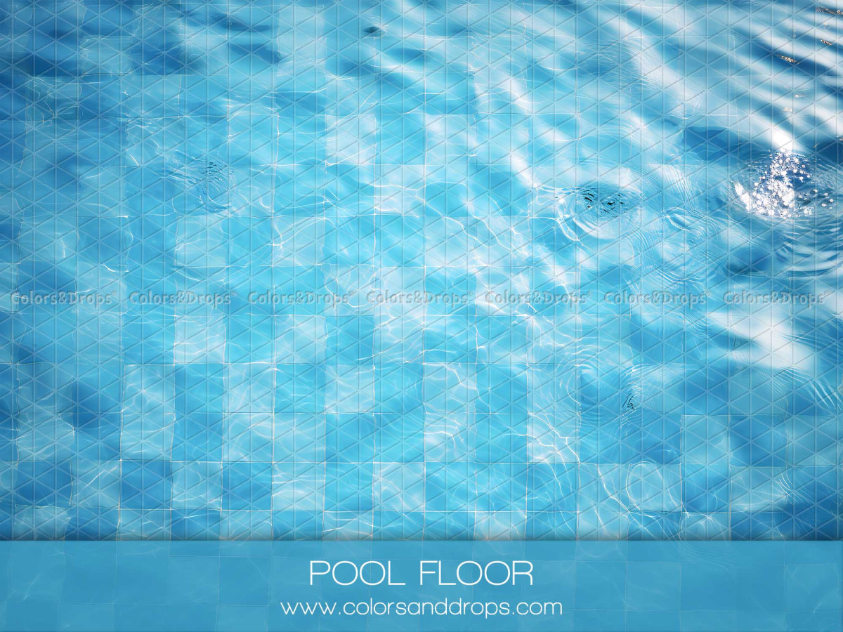 Summer photo backdrop & floor Pool Floor – blue pool bottom with rippling water | Colors&Drops