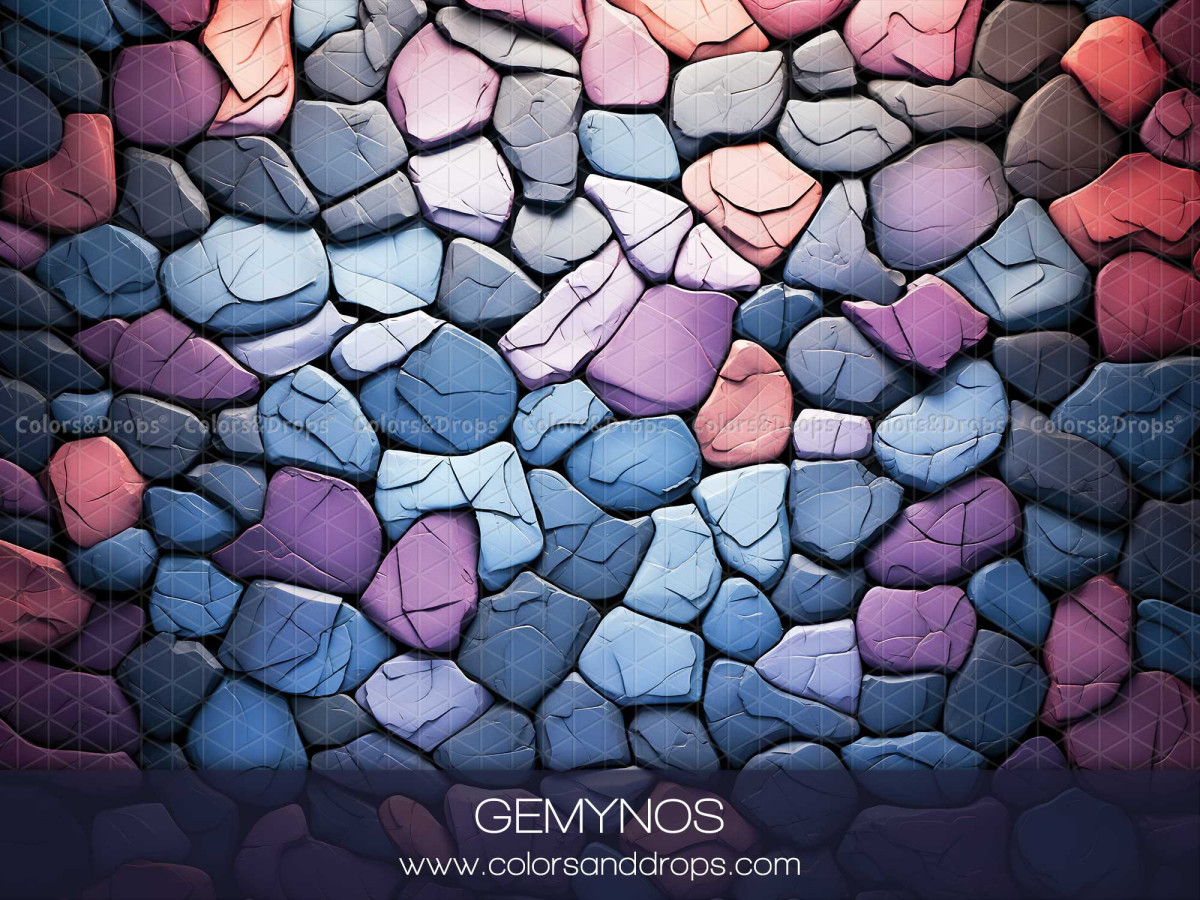 Halloween photo backdrop & floor Gemynos – blue, purple and pink coloured cobblestones | Colors&Drops
