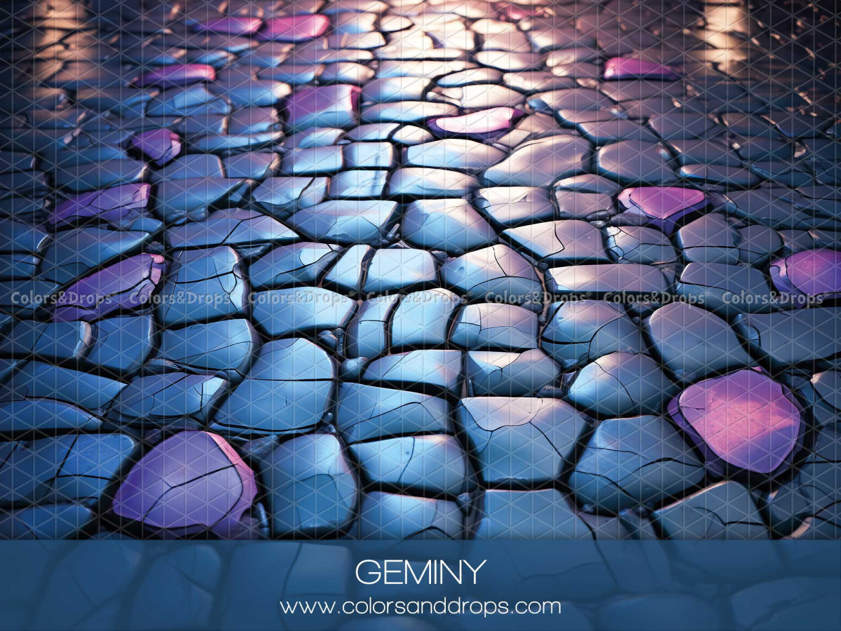 Fond et sol photo d'Halloween Geminy – pavés bleus et violets brillants en perspective | Colors&Drops