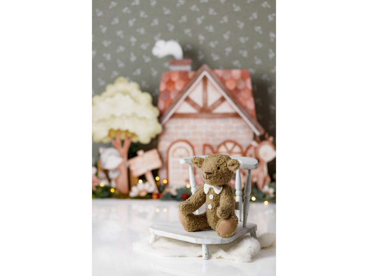 Fondo fotográfico de bebé y smash cake Chaperon Rouge – decorado de Caperucita Roja con casa, lobo y abuela | Colors&Drops