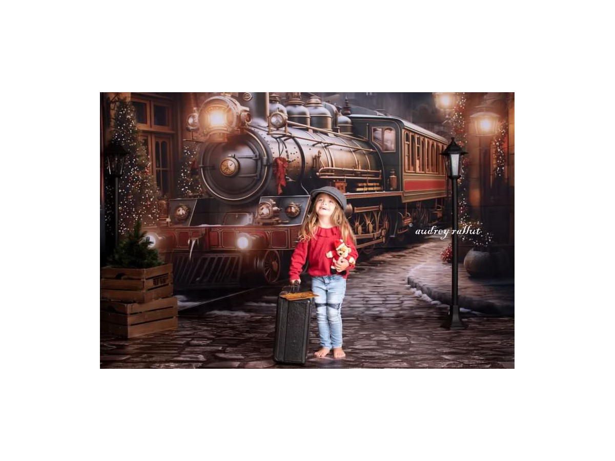 Christmas photo backdrop & floor Loca Town – large old grey-brown cobblestones | Colors&Drops