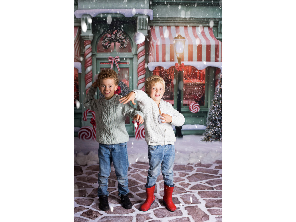 Fondo fotográfico de esquina de Navidad Candy Mint + Cottona – conjunto de tienda de golosinas navideña con | Colors&Drops