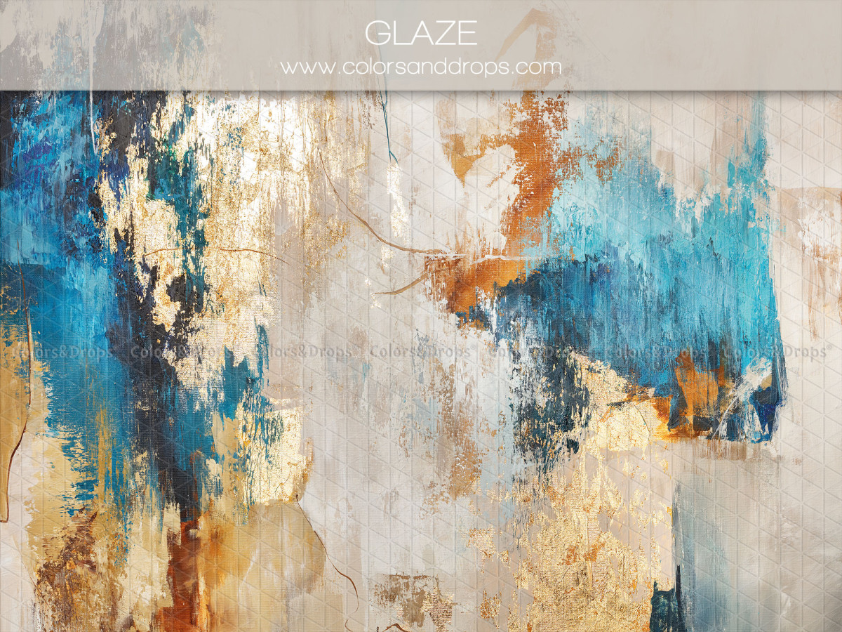 Fond photo bleu texturé Glaze – texture peinture abstraite bleue, blanche et dorée | Colors&Drops