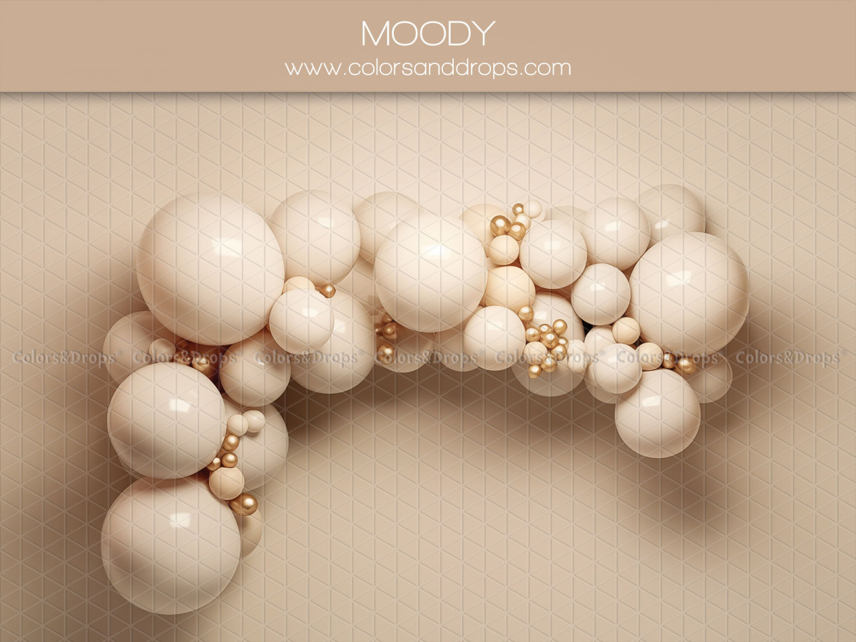 Fondo fotográfico de bebé y smash cake Moody – medio arco de globos crema y dorados | Colors&Drops