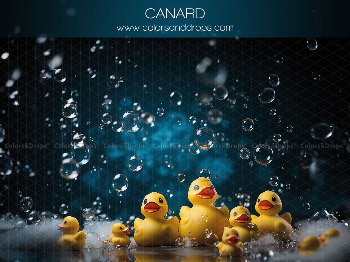 Baby & cake smash photo backdrop Canard – yellow rubber ducks in water with bubbles | Colors&Drops