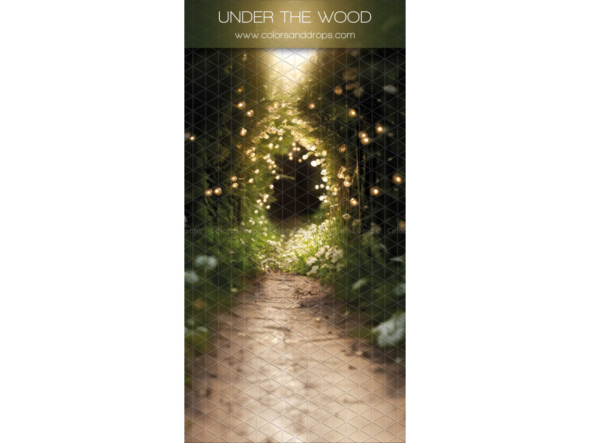 Fondo fotográfico infinito con suelo Under the Wood – túnel de vegetación luminoso en el bosque | Colors&Drops