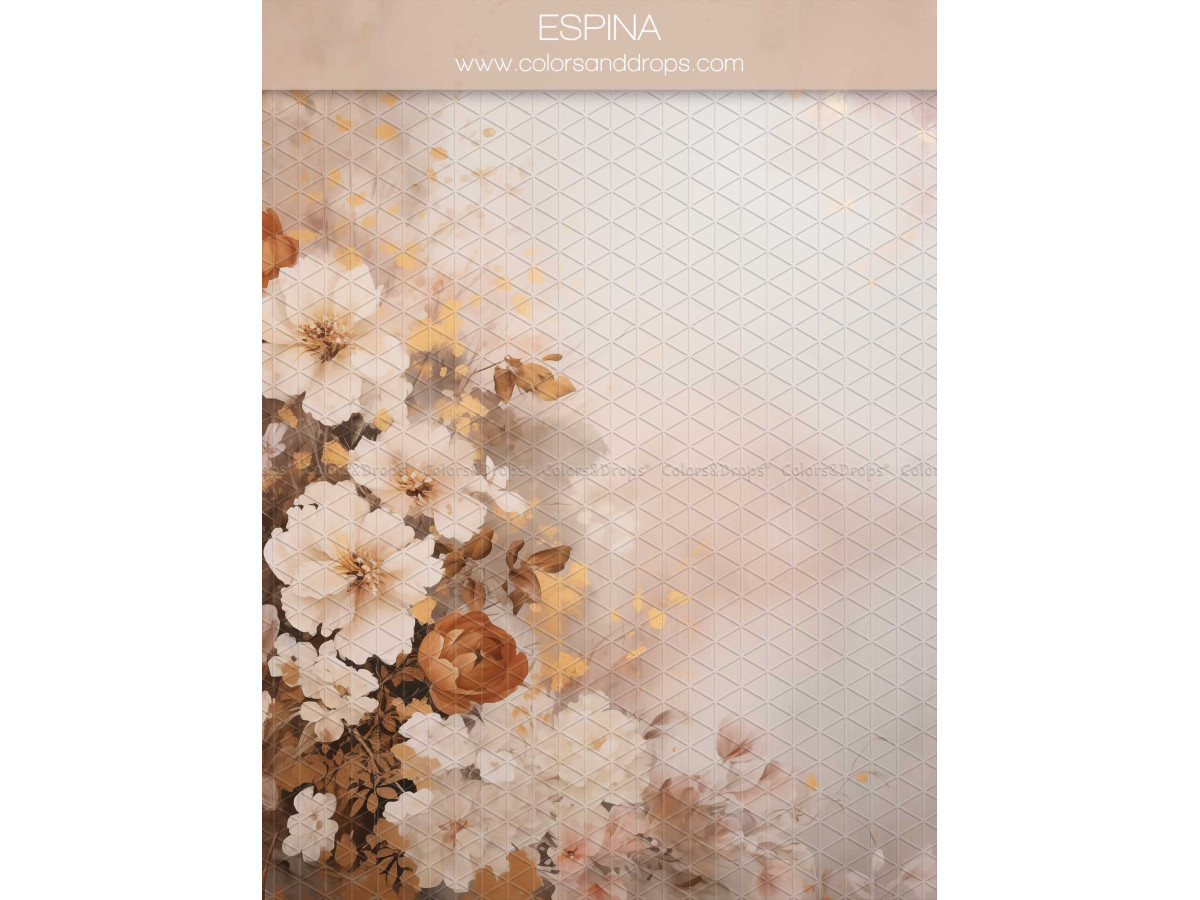 Maternity & portrait photo backdrop Espina – cream flowers in border on misty background | Colors&Drops