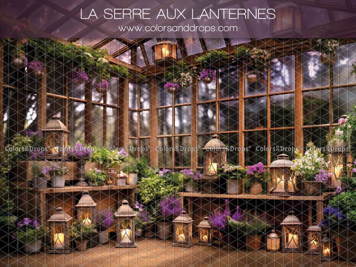 Fond photo de printemps La Serre aux Lanternes – serre aux lanternes avec fleurs violettes | Colors&Drops