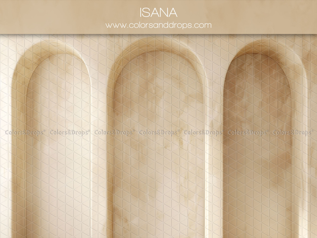 Fond photo beige texturé Isana – trois arches murales beige patinées | Colors&Drops