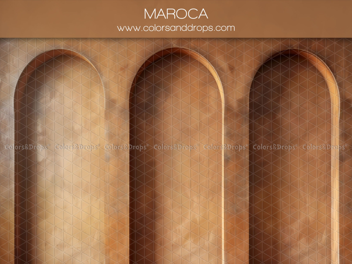 Fond photo ocre texturé Maroca – trois arches murales ocre patinées | Colors&Drops