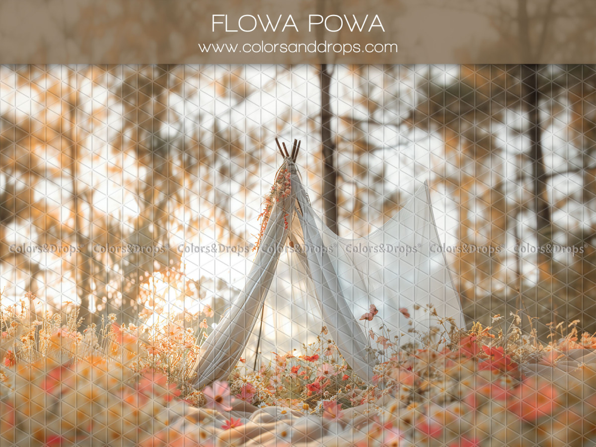 Mother's & Father's Day photo backdrop Flowa Powa – sheer tent in a flowered forest | Colors&Drops