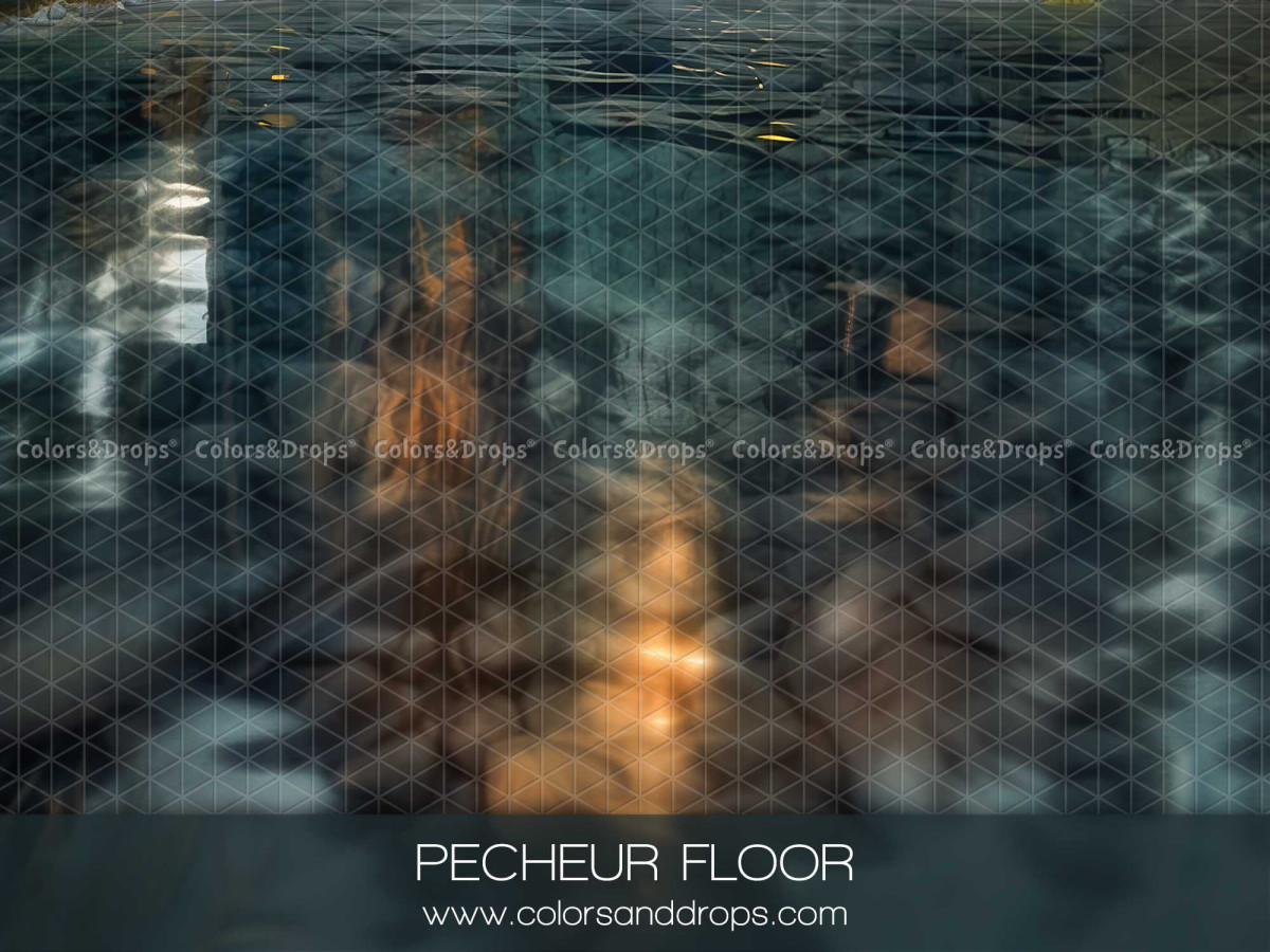 Suelo fotográfico Pecheur Floor – suelo de agua oscura con reflejos de cabaña | Colors&Drops