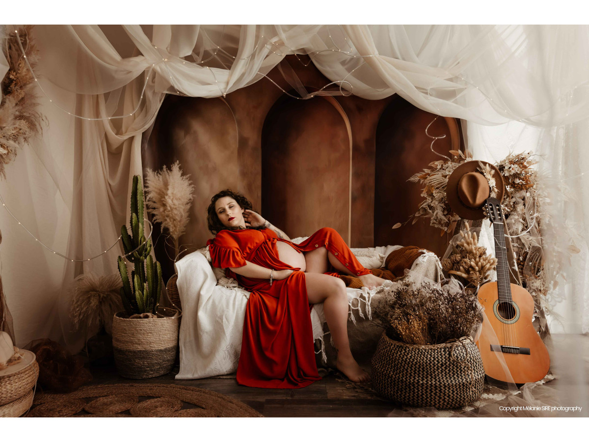 Ochre textured photo backdrop Maroca – three weathered ochre wall arches | Colors&Drops