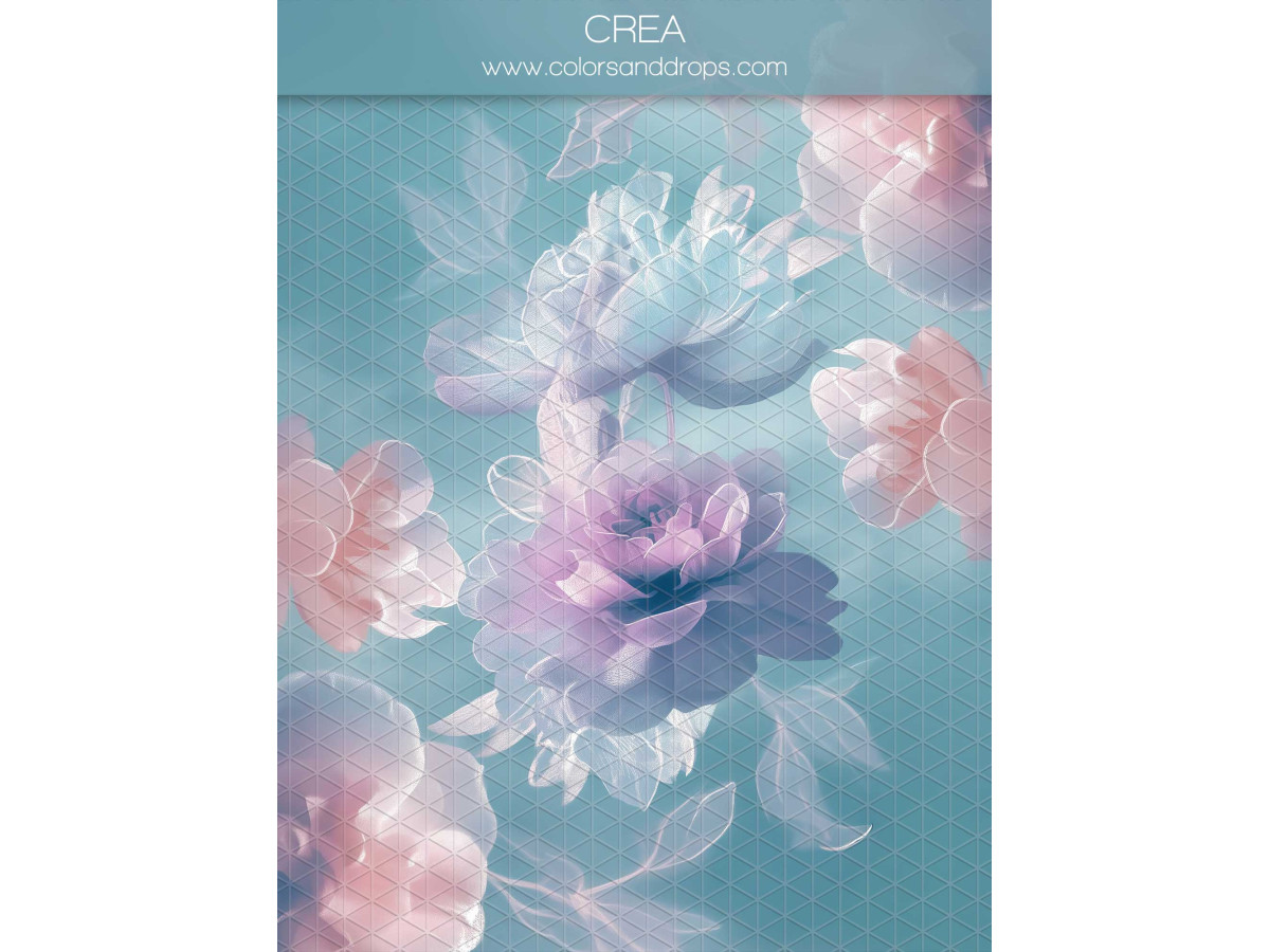 Fond photo grossesse et portrait Crea – grandes fleurs pastel sur fond bleu | Colors&Drops