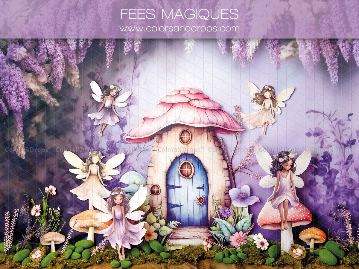 Fondo fotográfico de bebé y smash cake Fees Magiques – casa seta en un bosque de hadas | Colors&Drops
