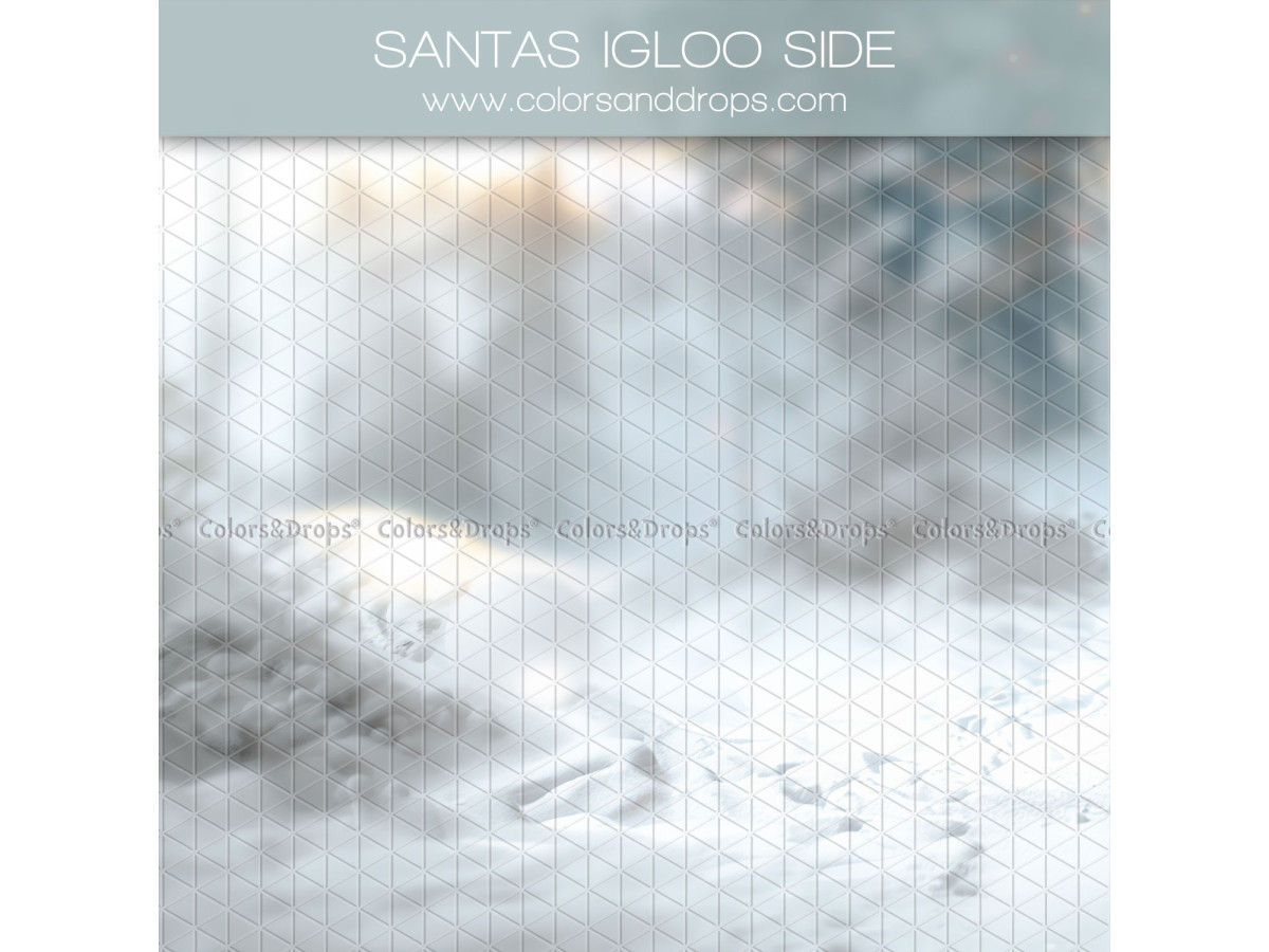 Fondo fotográfico lateral de Navidad Santas Igloo Side – paisaje nevado brumoso | Colors&Drops