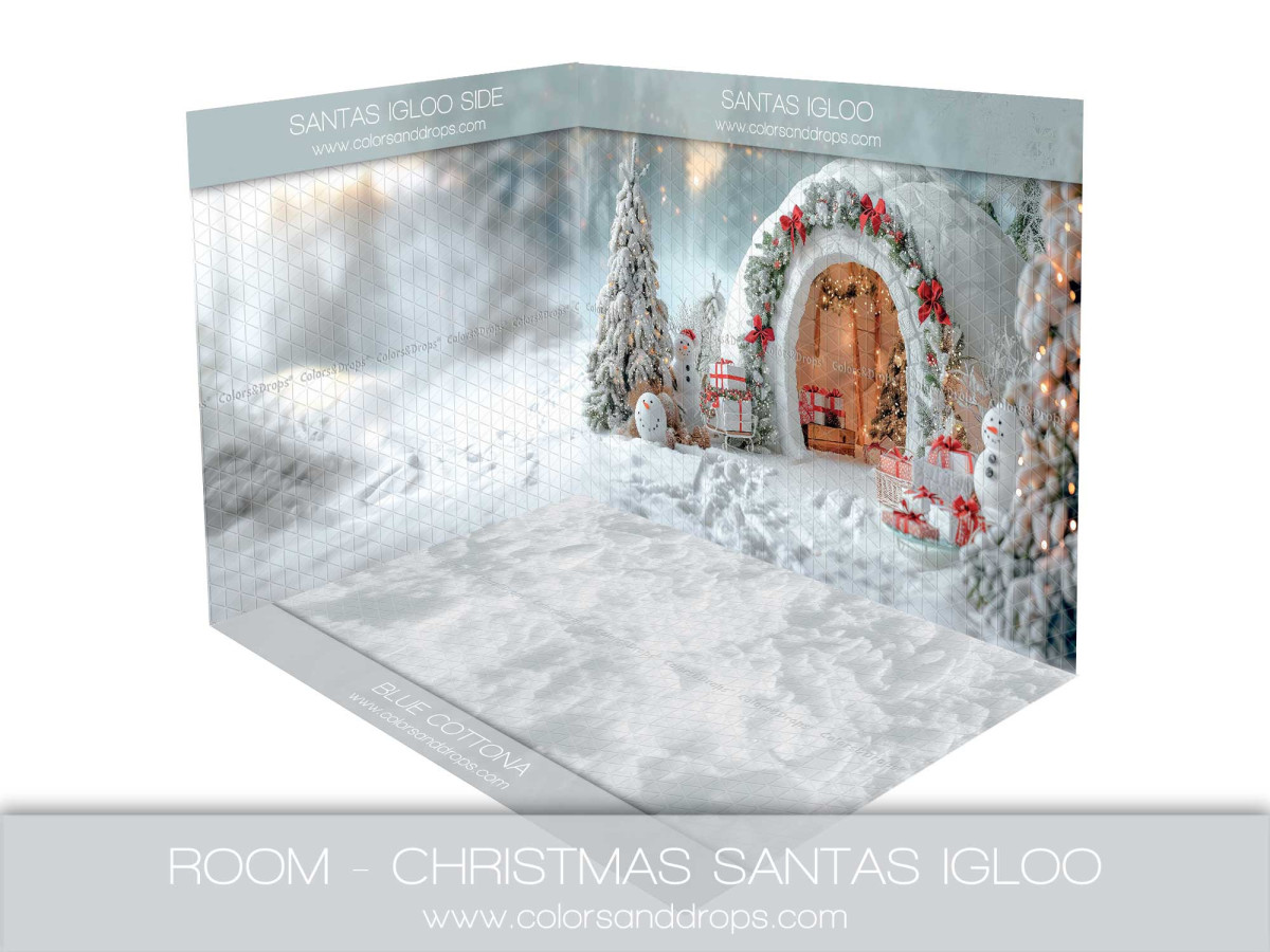 Fond photo d'angle de Noël Santa's Igloo – igloo du Père Noël | Colors&Drops