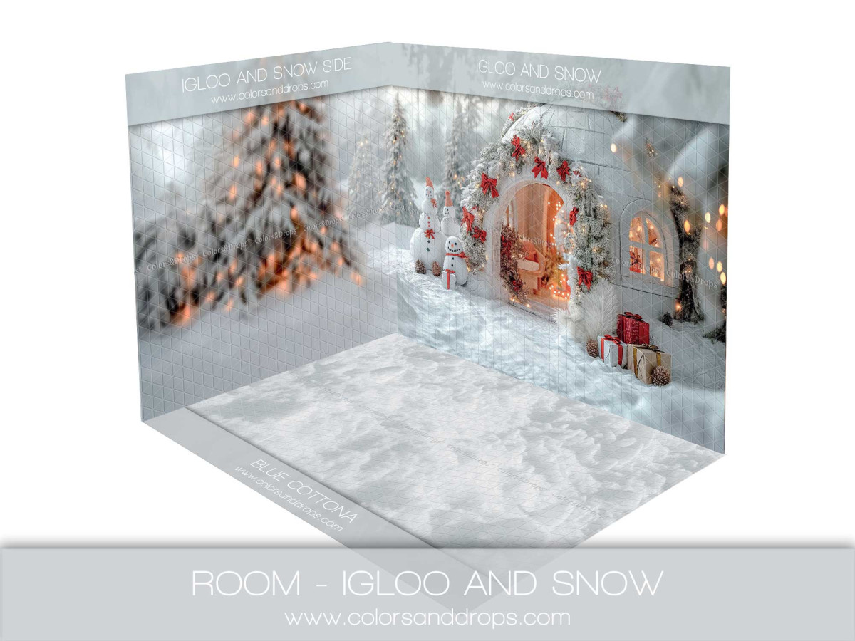 Fond photo d'angle de Noël Igloo and Snow – igloo et neige | Colors&Drops