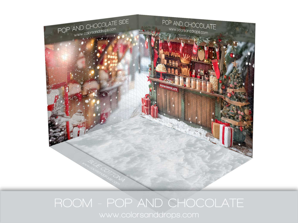 Fond photo d'angle de Noël Pop and Chocolate – stand de chocolat de Noël | Colors&Drops