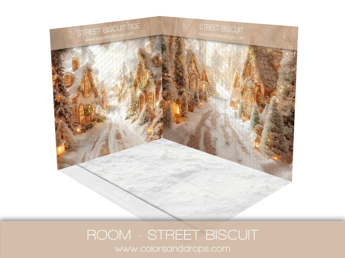 Fond photo d'angle de Noël Street Biscuit – rue de maisons pain d'épices | Colors&Drops