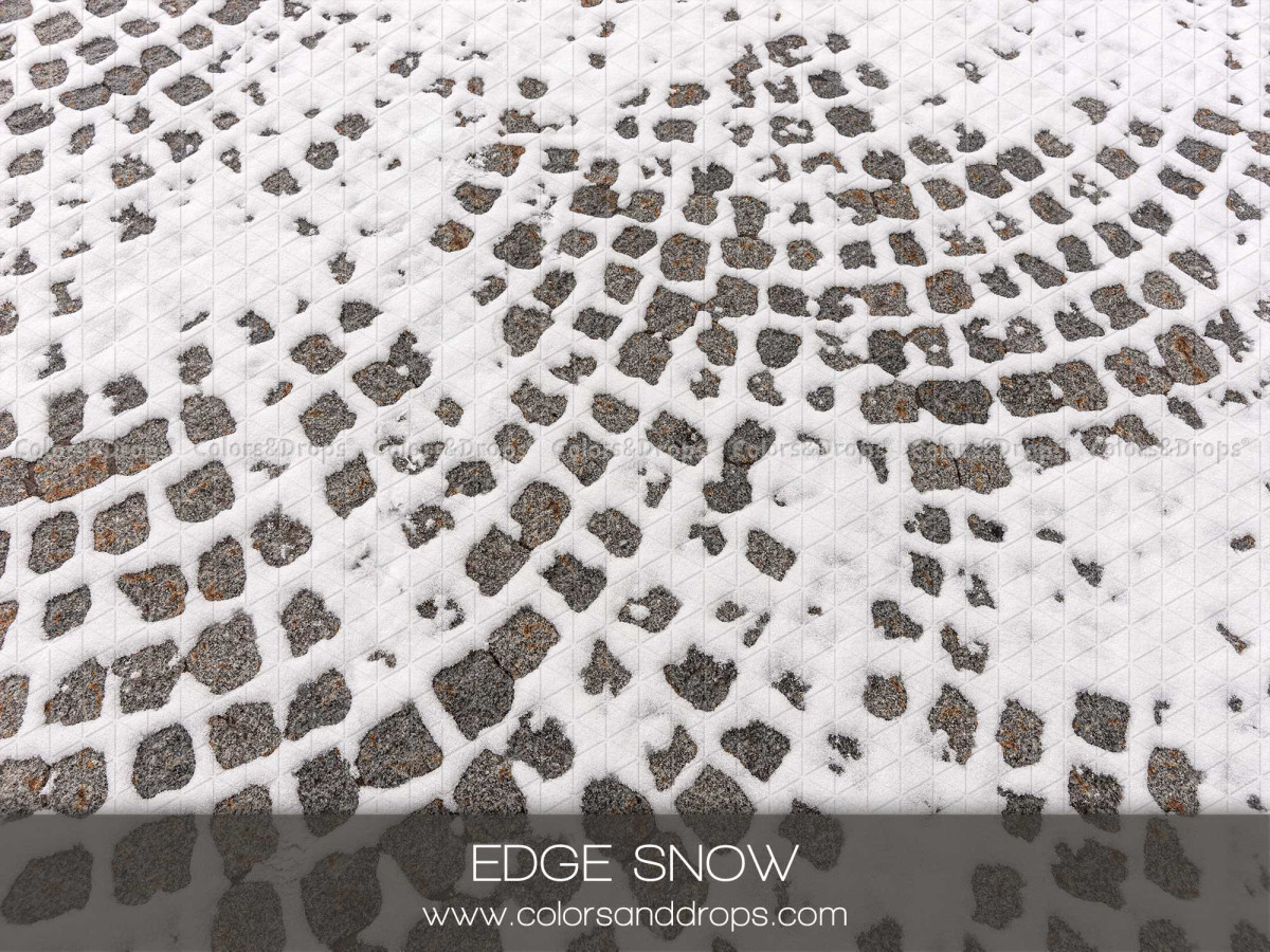 Christmas photo backdrop & floor Edge Snow – snow-covered fan-pattern cobblestone floor | Colors&Drops