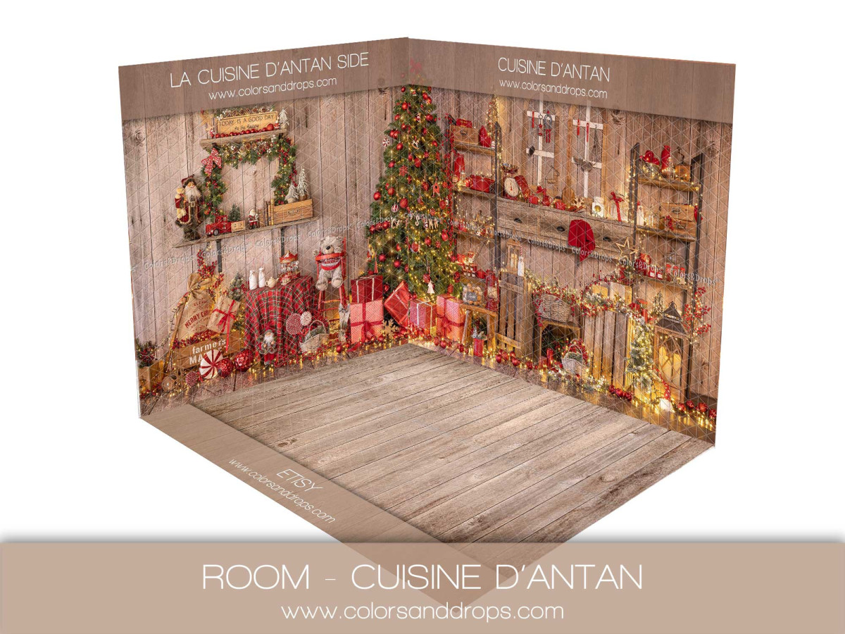Fond photo d'angle de Noël La Cuisine D'Antan – cuisine d'antan avec plancher | Colors&Drops