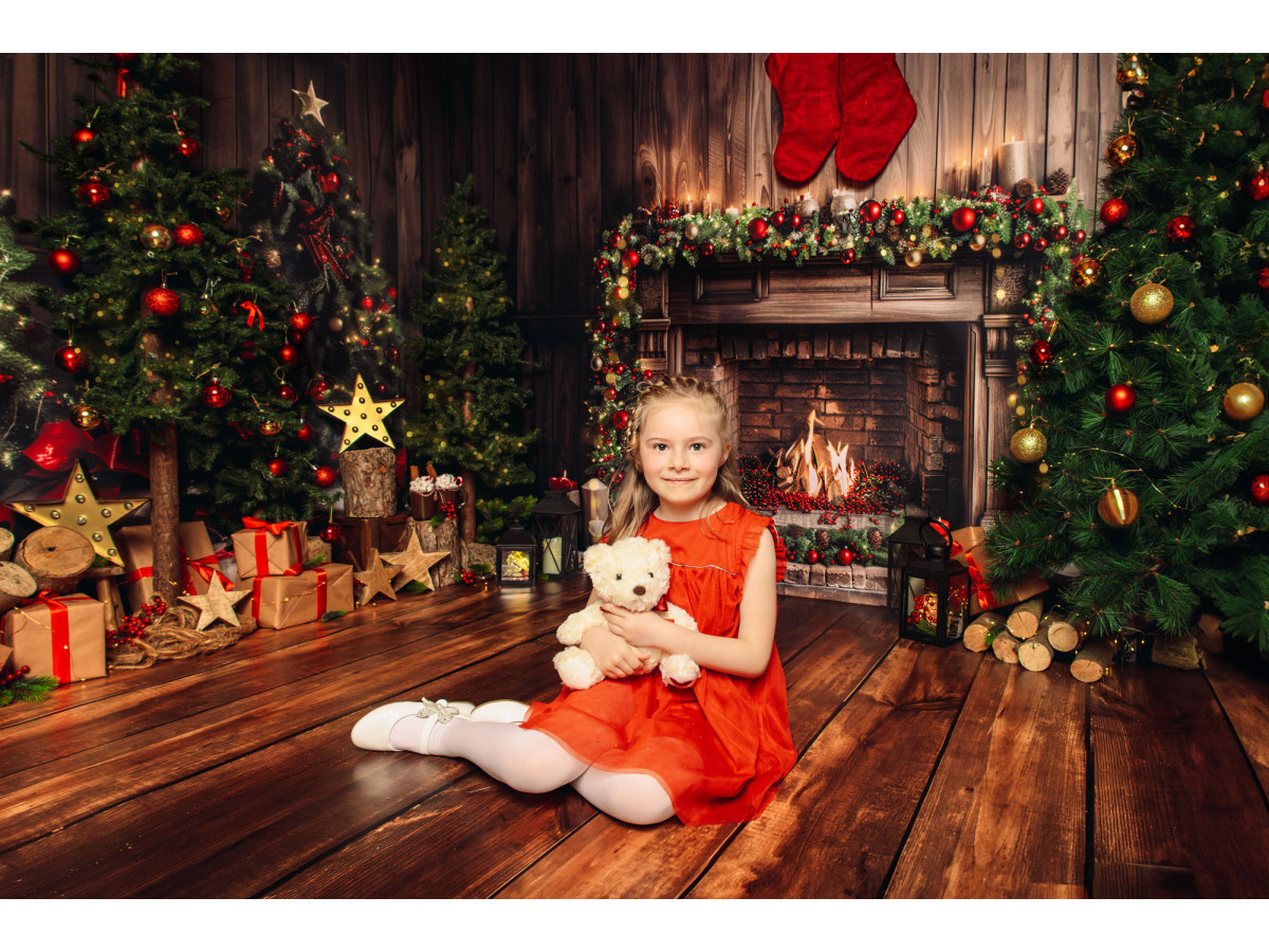 Fond photo d'angle de Noël Old Fireplace – vieille cheminée avec parquet | Colors&Drops