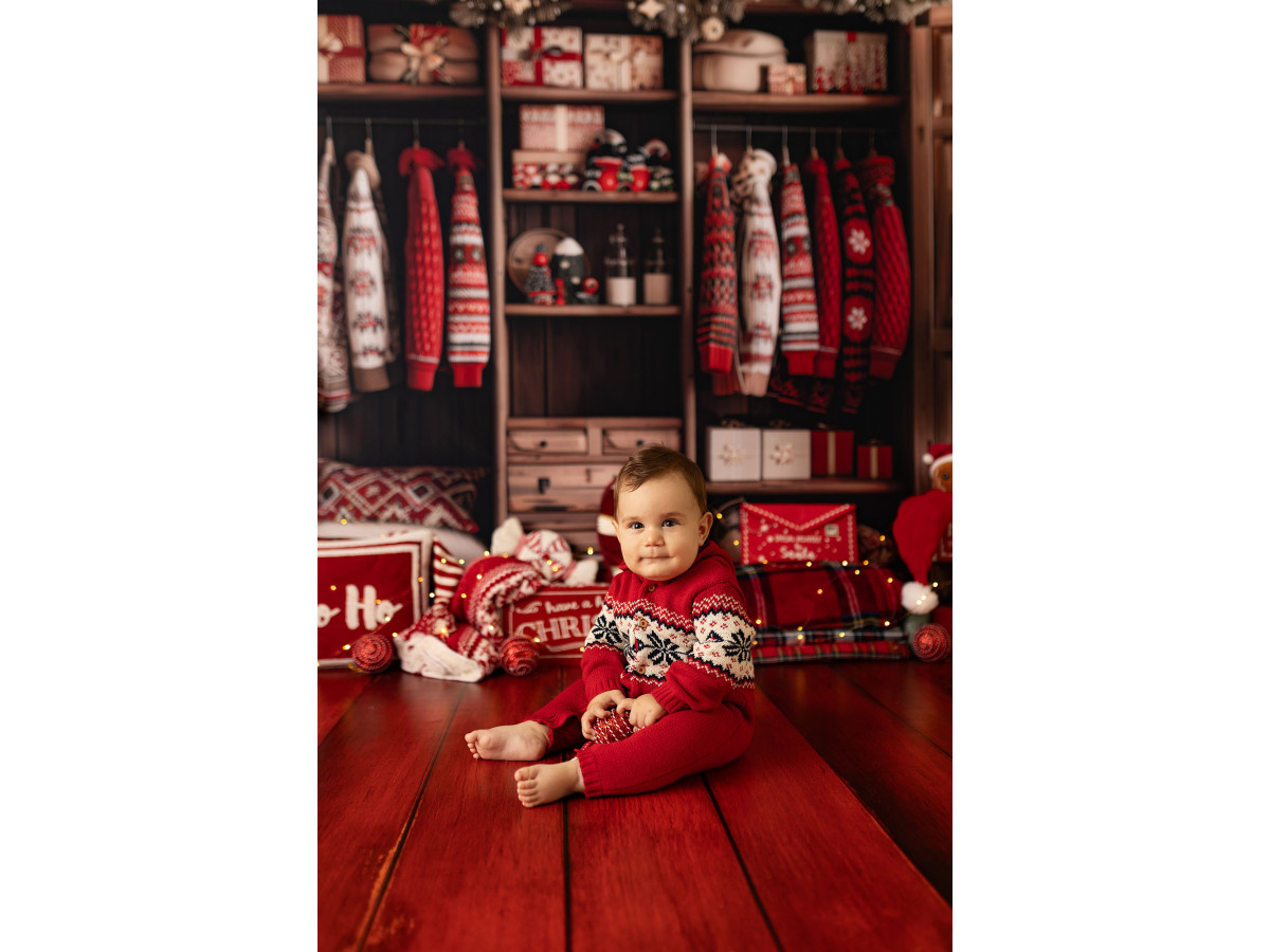 Fondo y suelo fotográficos de Navidad Santa Wood – tablones de madera pintados de rojo | Colors&Drops