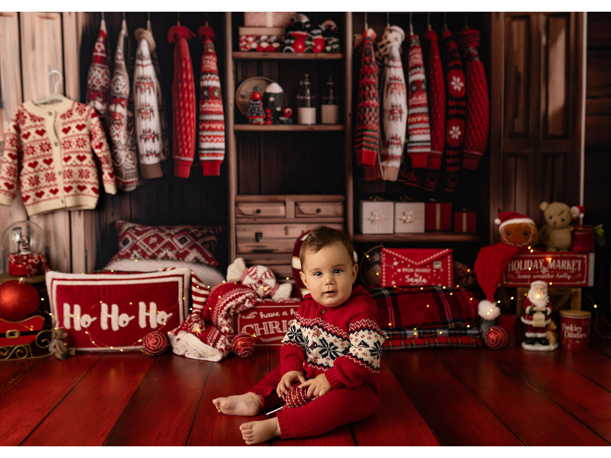 Fondo y suelo fotográficos de Navidad Santa Wood – tablones de madera pintados de rojo | Colors&Drops